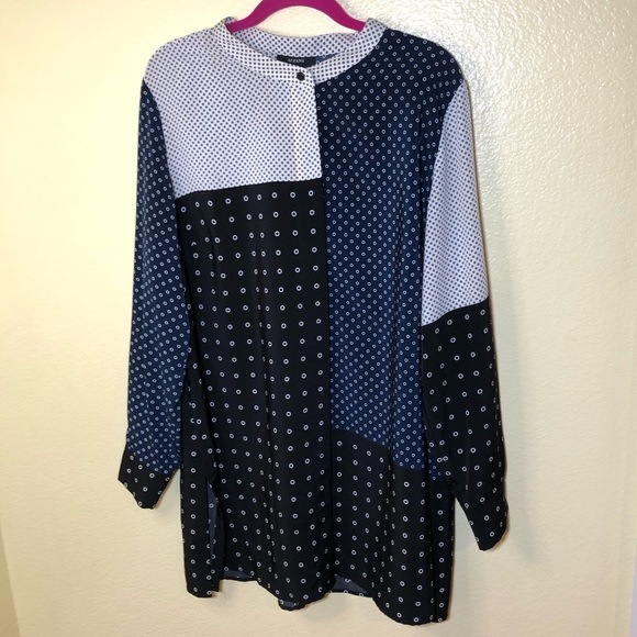 Alfani long sleeve Polka Print Tunic Top Blouse, Colorblock size XL - Picture 4 of 9
